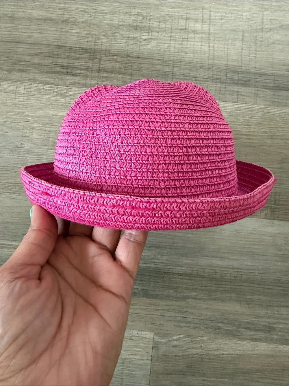 Kids Pink Straw Sun Hat - Lightweight Summer Hat